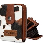 Montana West X Wrangler Cow Print Wallet Women Small Credit Card Holder with Rfid Blocking Zip Cr...