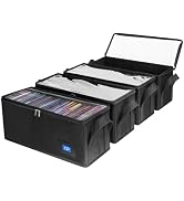 BOATISLE CD Case Holder with Handles and Clear Lid, 4-Pack Black - CD Storage Box with Label Slot...