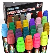 X ARTY HUB Jumbo Acrylic Paint Markers, 24 Colors (14 Classic, 6 Metallic, 4 Neon) Poster Markers...