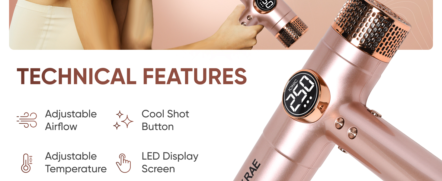Professional Ionic Hair Dryer with Diffuser • Negative Ion Blow Dryer