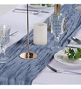 Peomeise Dusty Blue Cheesecloth Table Runner 10 Pack,17x108 Inches Boho Gauze Fabric Table Runner...