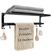 Vanloory Towel Racks for Bathroom, Foldable Towel Shelf with Towel Bar & 7 Towel Hooks, Rustproof...