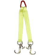 Boxer Tow Straps V Bridle 3” x 24” with Mini J Hook, T-J Hook, Reinforced Webbing, Recovery V Str...