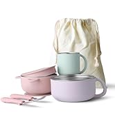 Bakpoco Kids Dinnerware Set - 6 Piese Toddler Plates and Suction Bowls Set with Kids Utensils&Cup...