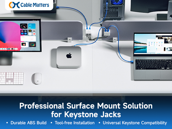 UL Listed 10-Pack 1-Port Keystone Jack Surface Mount Box in White
