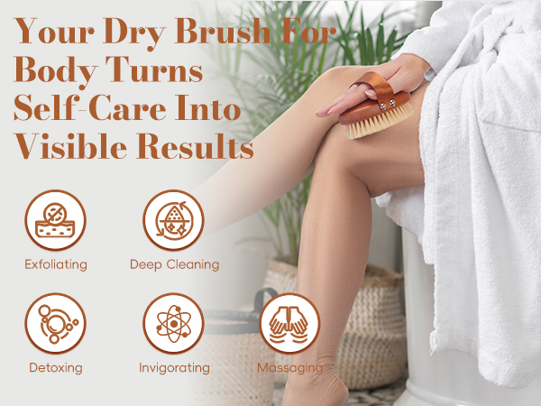Natural Boar Bristle Dry Body Brush for Lymphatic Drainage