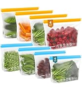 IDEATECH 8Pack Gallon Bags Dishwasher Safe, Leakproof Reusable Gallon Freezer Bags, BPA Free Reus...