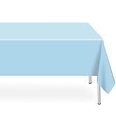 LIKAJON 2 Pack Rectangular Disposable Light Blue Tablecloth, Light Blue Plastic Table Cloths for ...