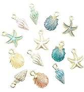 13 Pcs Starfish Conch Sea Shell Pendants Mixed Random DIY Charms Sea Necklace Pendant for Women J...