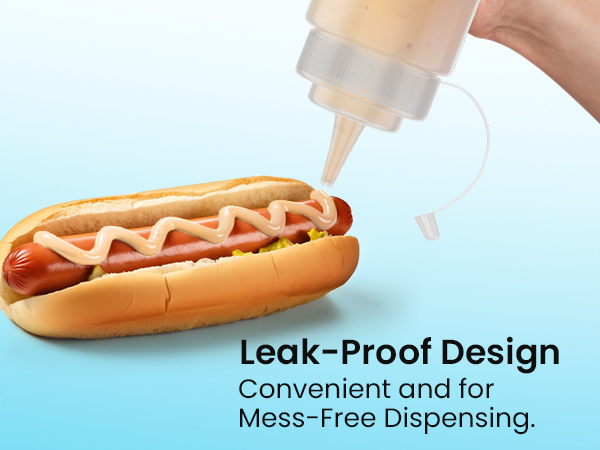 squeeze condiment plastic bottles with nozzle for sauces leak proof durable design easy to clean