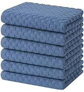 Homaxy 100% Cotton Terry Kitchen Towels(15" x 25", 6 Pack), Soft and Super Absorbent Dish Towels,...