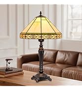 Table Lamp with Stained Glass Shade, Vintage Style Desk Lamp, Mid Century Modern Bedside Nightsta...