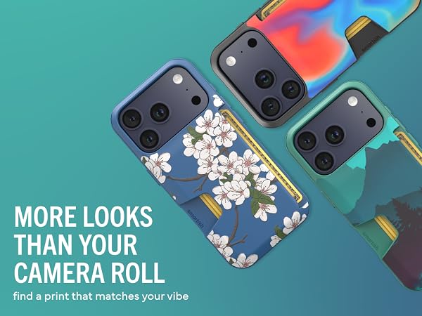 iphone 17 wallet case comes in many colors and designs including floral woodgrain mountains and more