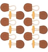 MAGICLULU 6 Pairs Vintage Leather Horn Coat Buttons Leather Sew-On Toggles Closure Button Wooden ...