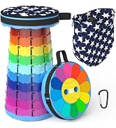 ALEVMOOM Portable Collapsible Stool with Cushion Telescopic Stool with Painting Retractable Foldi...