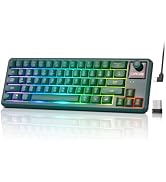 65% Wireless RGB Gaming Keyboard with Tri-Mode, LED/Volume Knob for WIN/Mac | Quiet/Rechargeable ...