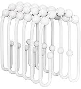 AmazerBath Shower Curtain Hooks, White Metal Shower Curtain Rings Rust Proof, Double Sided Shower...