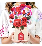 Valentine’s Day Cards, Lights and Music 3D Pop Up Valentines Card,10 Inch Life Sized Forever Rose...