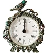 Pasiir Vintage Mini Analog Table Clock, Silent Small Table Clock with Hand-Painted Metal Body and...
