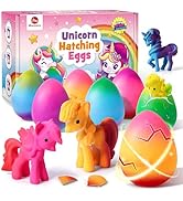 Mocoosy 6 Pack Unicorn Hatching Rainbow Eggs for Kids, Easter Basket Stuffers Bulk, Magic Surpris...