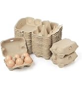 40 Pack Half Dozen Egg Cartons Bulk 6 Count, Empty Natural Paper Pulp Egg Cartons Reusable, Stron...
