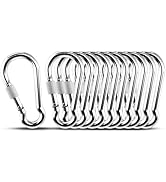 KINLINK 10 Pack Screw Locking Carabiner, 3.15 inch Heavy Duty Carabiner Clips, 304 Stainless Stee...