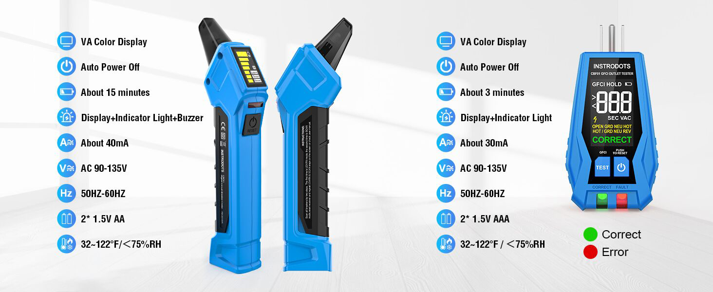 Circuit Breaker Finder & GFCI Outlet Tester with Digital LCD Display