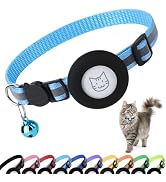 PWOD Airtag Cat Collar with Bell, Reflective Nylon Kitten Collar with Apple Air Tag Holder and Br...