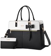 MOSISO Laptop Tote Bag for Women, 15.6 inch Waterproof PU Leather Work Bag with Clutch Purse & Bo...