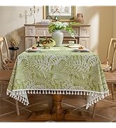 AIRCOWRIE Cotton Linen Tablecloth for Rectangle Tables, Heavy Duty Wrinkle Free Water Resistant W...