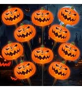 BRIGHTDECK Halloween Solar Pathway Lights Outdoor, LED Decor, Light Up Solar Stake Lights for Hol...