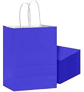 Bakepacker 24Pcs Paper Gift Bag with Handles Bulk Deep Blue Paper Bags Multiple Uses (8.3"x6"x3.1...