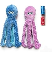 PetLike 2 Pack Octopus Dog Toys, Durable Interactive Dog Chew Toys with Crinkle Paper, Stuffed Fi...