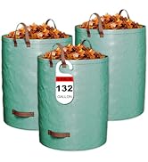 GreatBuddy 132 Gallon Reusable Yard Waste Bag, Heavy Duty, Upright Lawn Bags with 4 Reinforced Ha...