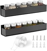 PMMASTO Adhesive Acrylic Spice Rack Organizer for Wall with Nano Double Sided Tape, Spice Shelf O...