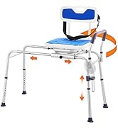 VEVOR Sliding Tub Transfer Bench with 360 Degree Swivel Seat, Height Adjustable Bathtub Transfer ...