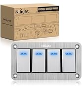 Nilight 4 Gang Rocker Switch Panel 3 Pin On Off Pre-Wired Rocker Switch Blue LED Waterproof Alumi...