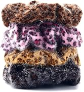 TUCEWP Leopard Print Scrunchies for Women Girls 4Pcs Brown Pink Velvet Scrunchies Long Thick Hair...