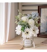 LADADA Artificial Hydrangea and Glass vase Decoration, Used for Dining Table, Kitchen Decoration(...