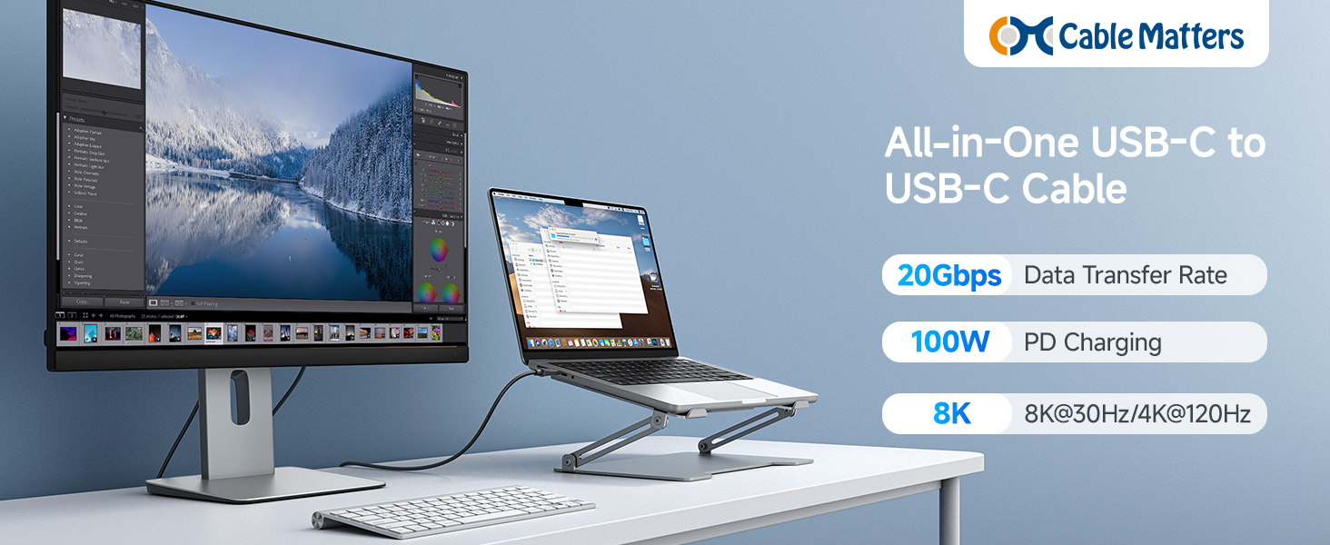 USB4 Cable/USB 4 Cable 6 ft with 20Gbps Data, 8K Video & 100W Charging