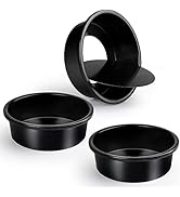 Cyimi 6 Inch Round Cake Pan Set of 3, Nonstick Coating Baking Round Cake Pans with Remvable Botto...