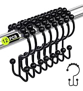 12PCS Shower Curtain Hooks Rings for Bathroom, Stainless Steel Metal Rust Resistant Balance Slidi...