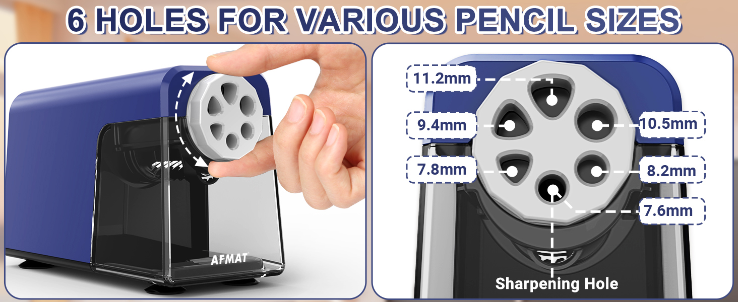 6-Hole Electric Pencil Sharpener Heavy Duty