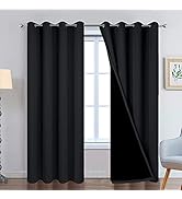 Yakamok 84 Inch Length 100% Blackout Curtains for Bedroom, 2 Thick Layers Thermal Insulated Gromm...