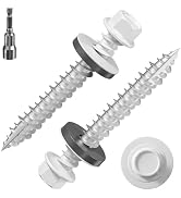 Wensilon 3/16 * 1-1/2" 72PCS 1lbs White Hexagonal Metal Sheet roof Screws, #10 * 1-1/2 with EPDM ...