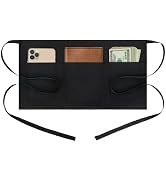 BOHARERS Waist Apron with 3 Pockets 2 Pack - Black Waitress Server Short Apron...