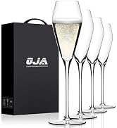 Champagne Flutes Glasses Set of 4, Hand Blown Crystal Wedding Flutes Glass, Ideal for Weddings, A...