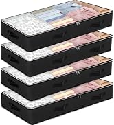 4 Pack Under bed Storage Containers, 90L Large Capacity Bedroom Closet Organizers and Storage Bin...