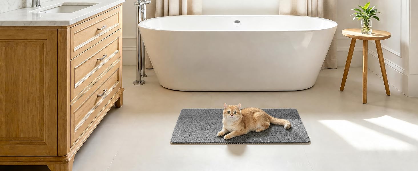 grey shower mat