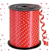 BEISHIDA Valentine Ribbon, Red with Heart Curling Ribbon, Balloon String 500 Yards for Gift Warpp...